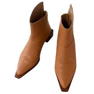 Wal & Pai Acari Leather Pointed Toe Ankle Boots, Size 38/7.5